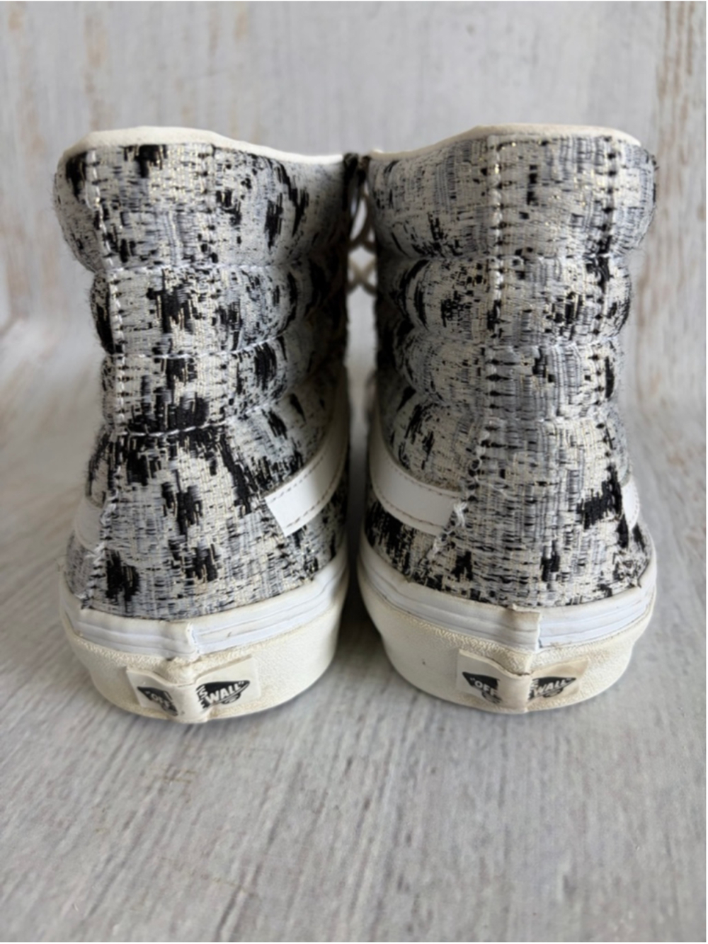 Women's Vans Sk8-Hi Sneakers Size 9 White Black Pattern - Picture 8 of 10